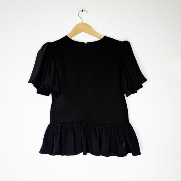 Express Black Ruffle Peplum Blouse Size Small Flutter Sleeve - Picture 3 of 7